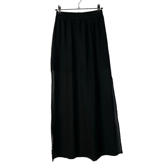 H&M Divided Black Chiffon Mini Skirt Lined Maxi Skirt 4 - Picture 1 of 3